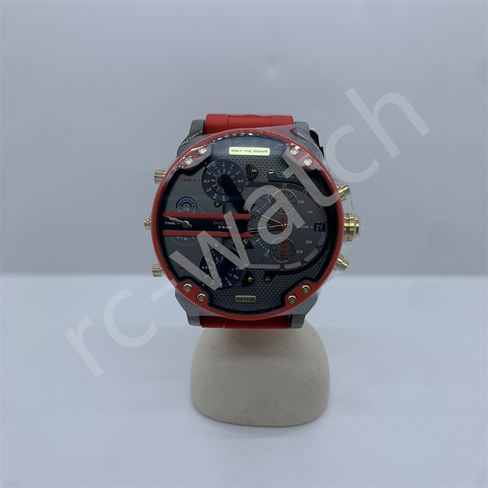 Diesel DZ7430 Mr.Daddy 2.0 Chronograph Gray Dial Red Silicone Strap Men’s Watch