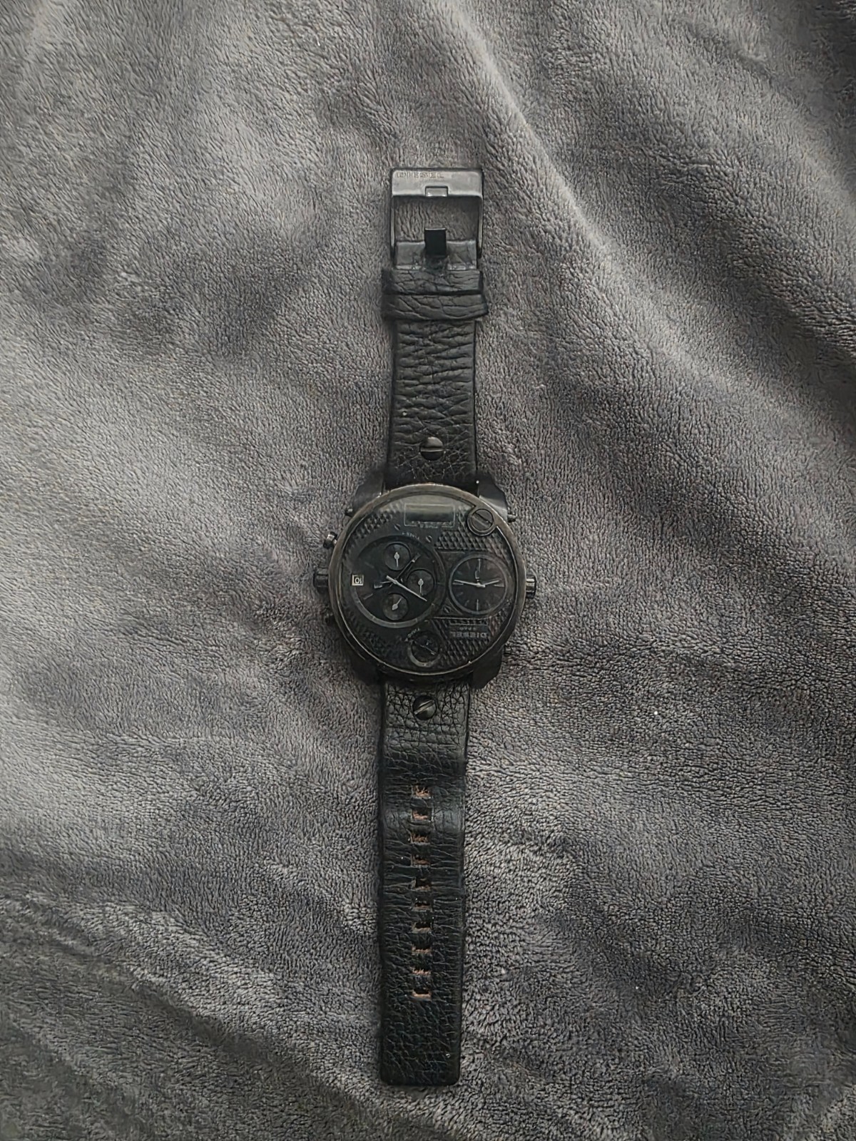Diesel DZ7193 Mr. Daddy Black Multi Movement Black Leather Band Watch