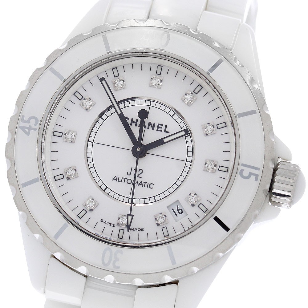CHANEL J12 H1629 38mm White Ceramic 12P Diamond Automatic Men’s Watch_935070