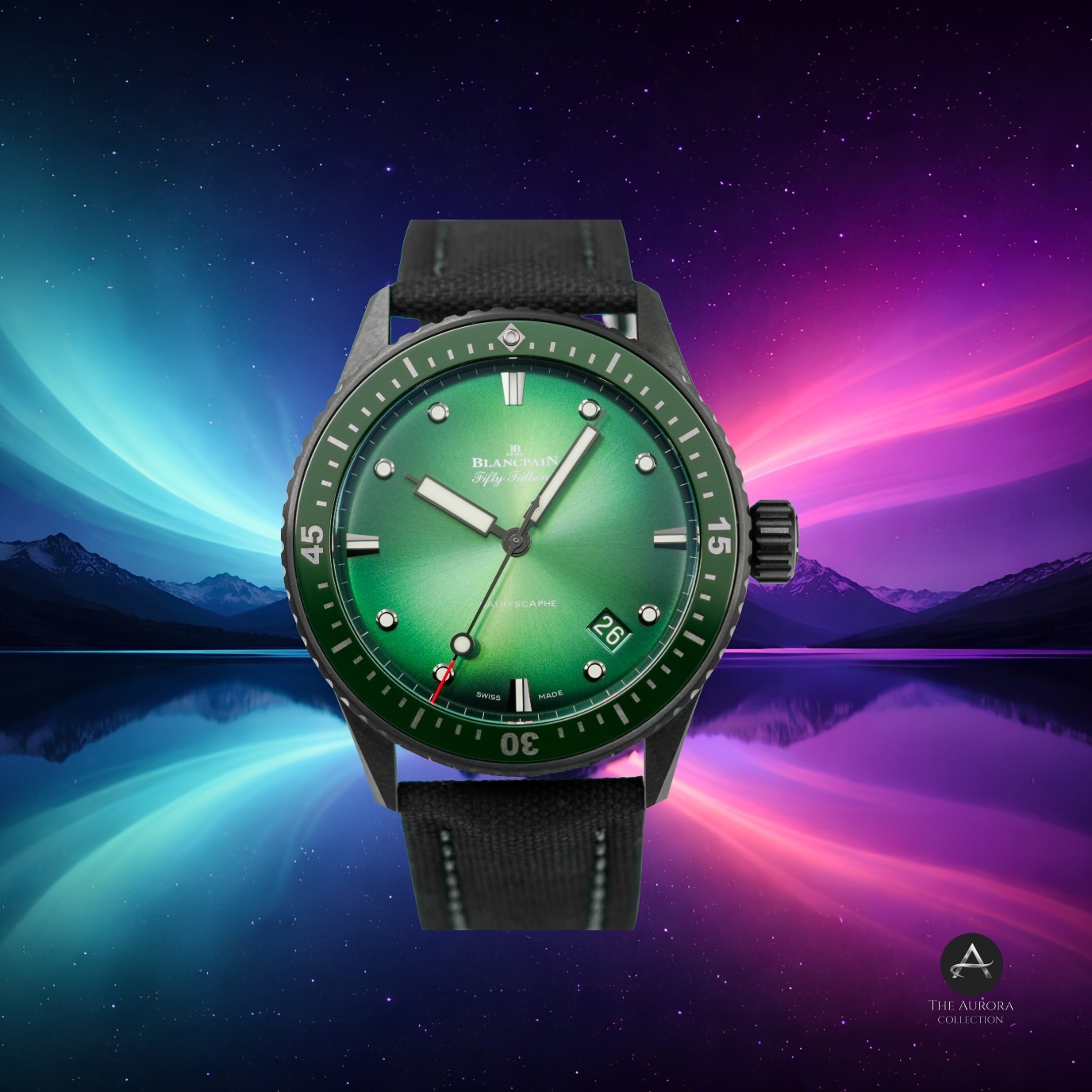 Blancpain Fifty Fathoms Bathyscaphe Ceramic Green Auto 43mm Watch 5000-0153-B52A