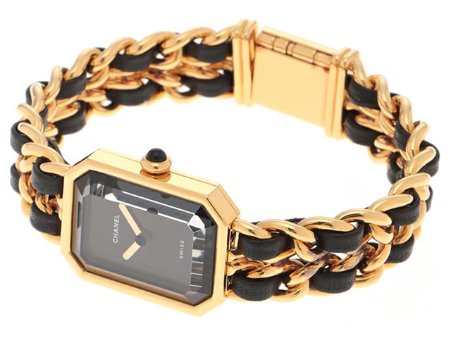 Chanel Première M H0001 Gold Plated 20mm Black Dial Quartz Women’s #DW2056