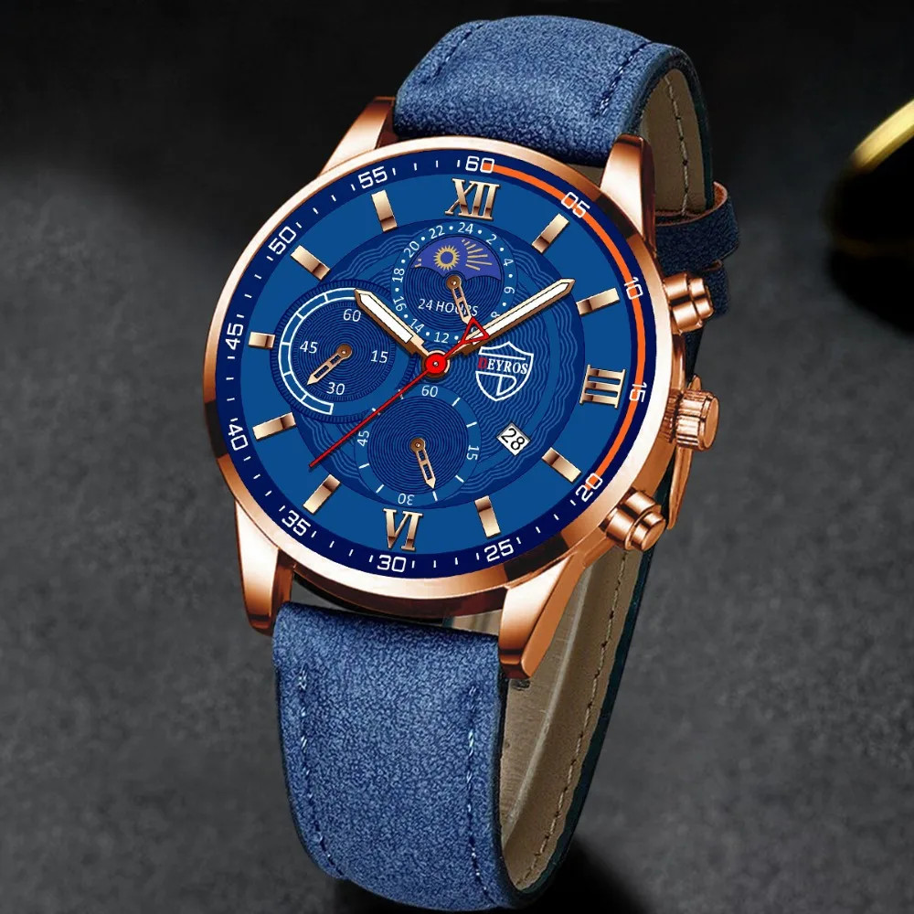 Men’s Classic Analog Quartz Watch with PU Leather Strap – Ideal Gift for Father’