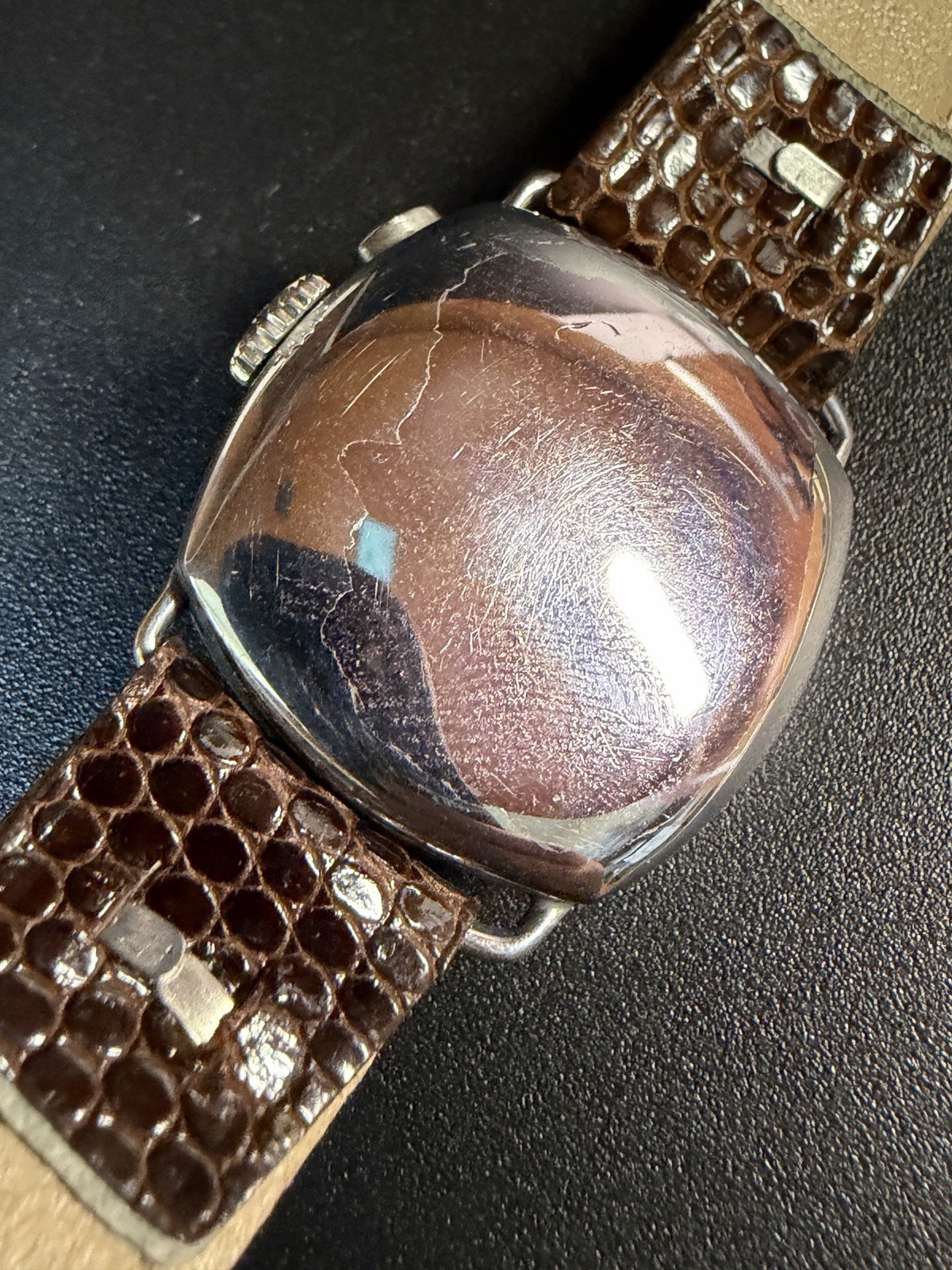 Vintage 1930s Single Button Chronograph Porcelain Dial Column Wheel