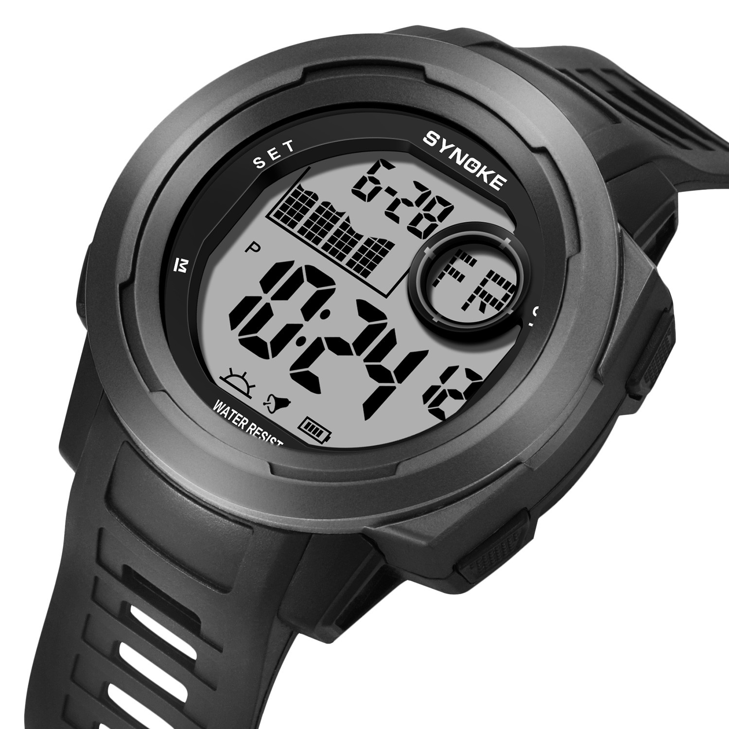 Durable Outdoor Sports Digital Watch Timing Function Alarm Waterproof Mens Watch