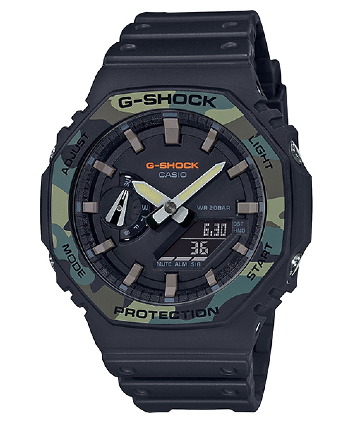 Wristwatch CASIO G-SHOCK GA-2100SU-1AER Silicone Black Camouflage Sub 200mt