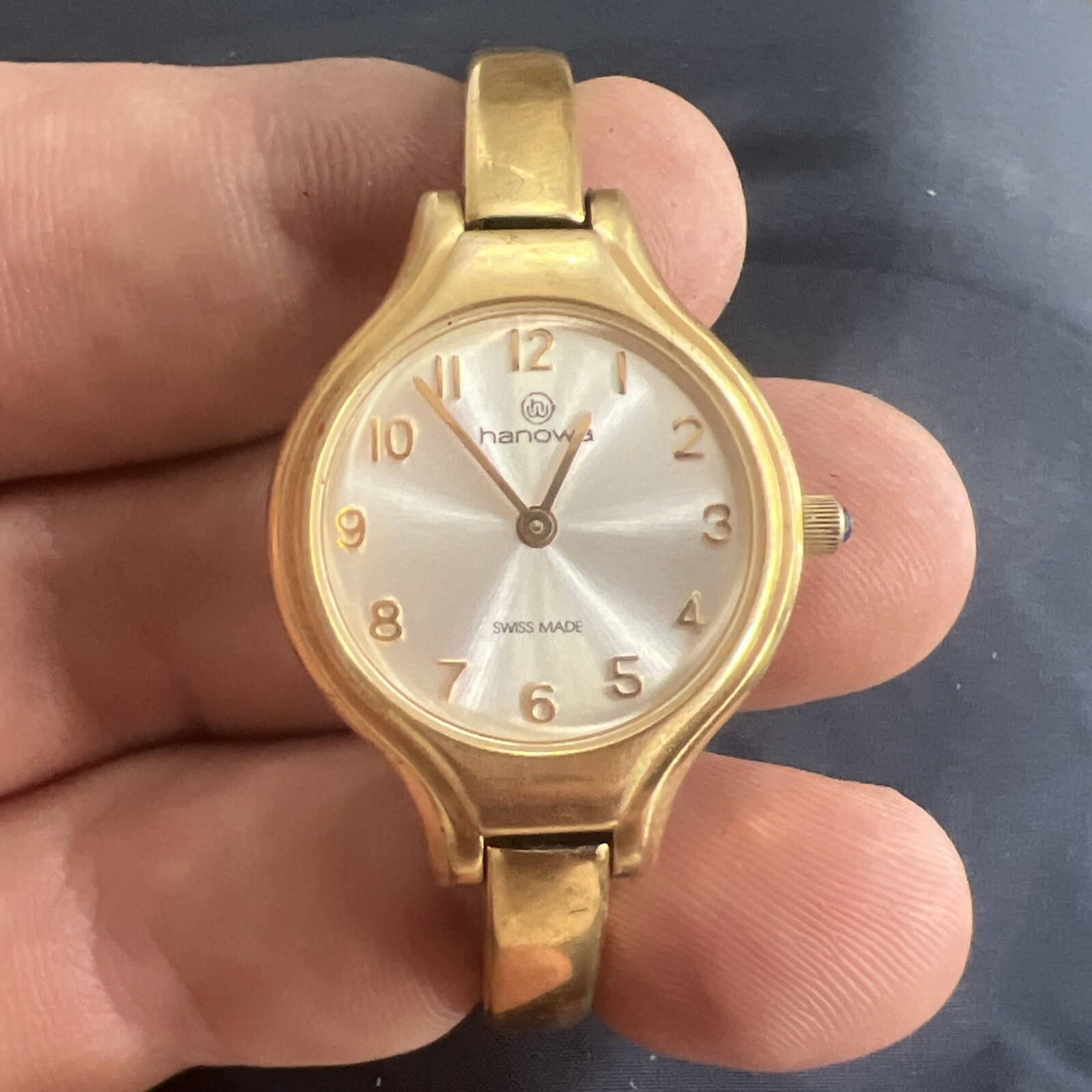 Vtg Hanowa Swiss Ladies Watch Needs Battery Gold Tone