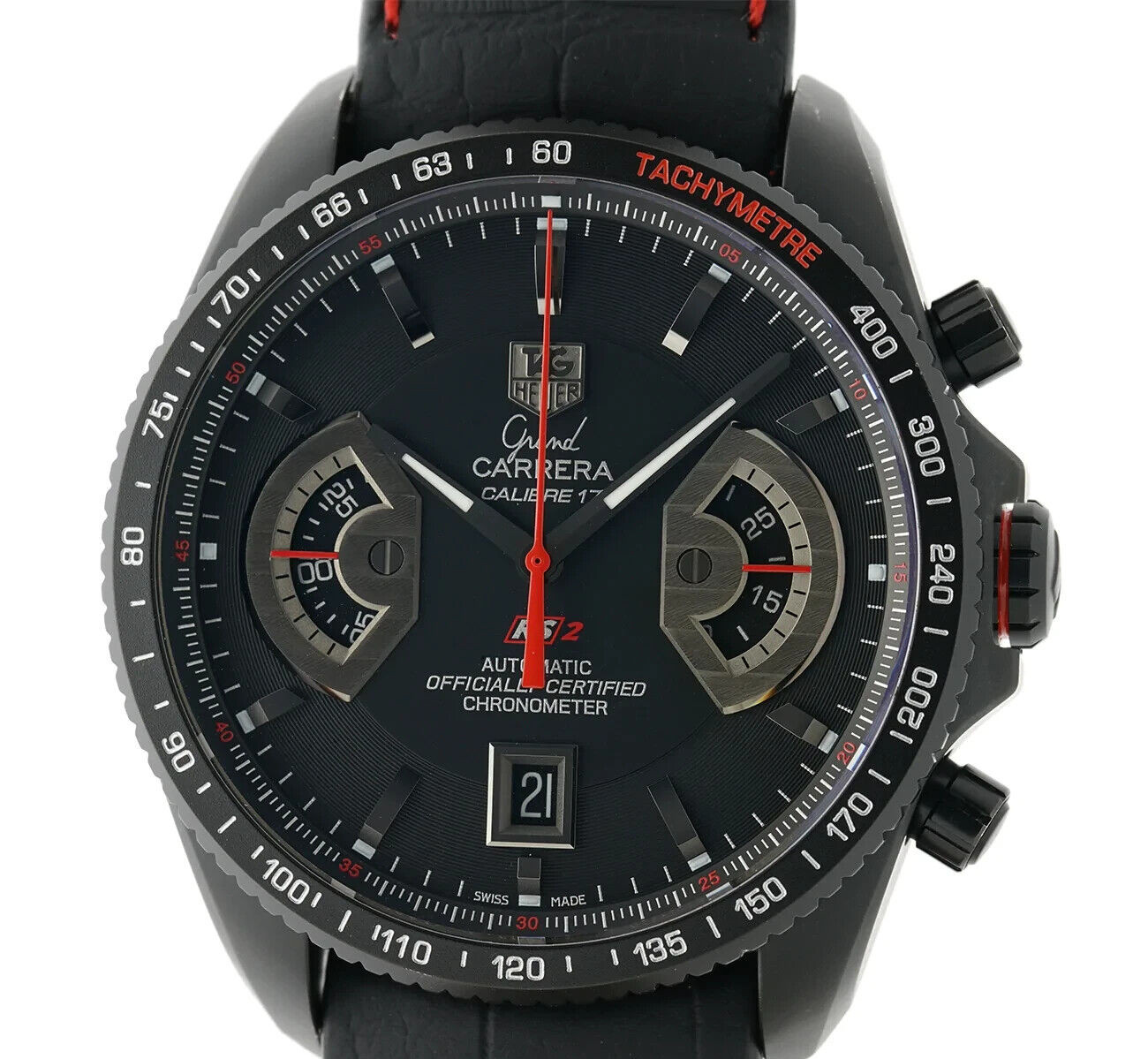 TAG Heuer – CAV518B.FC6237 Grand Carrera Black Dial Pre-Owned Men’ Watch – 4262