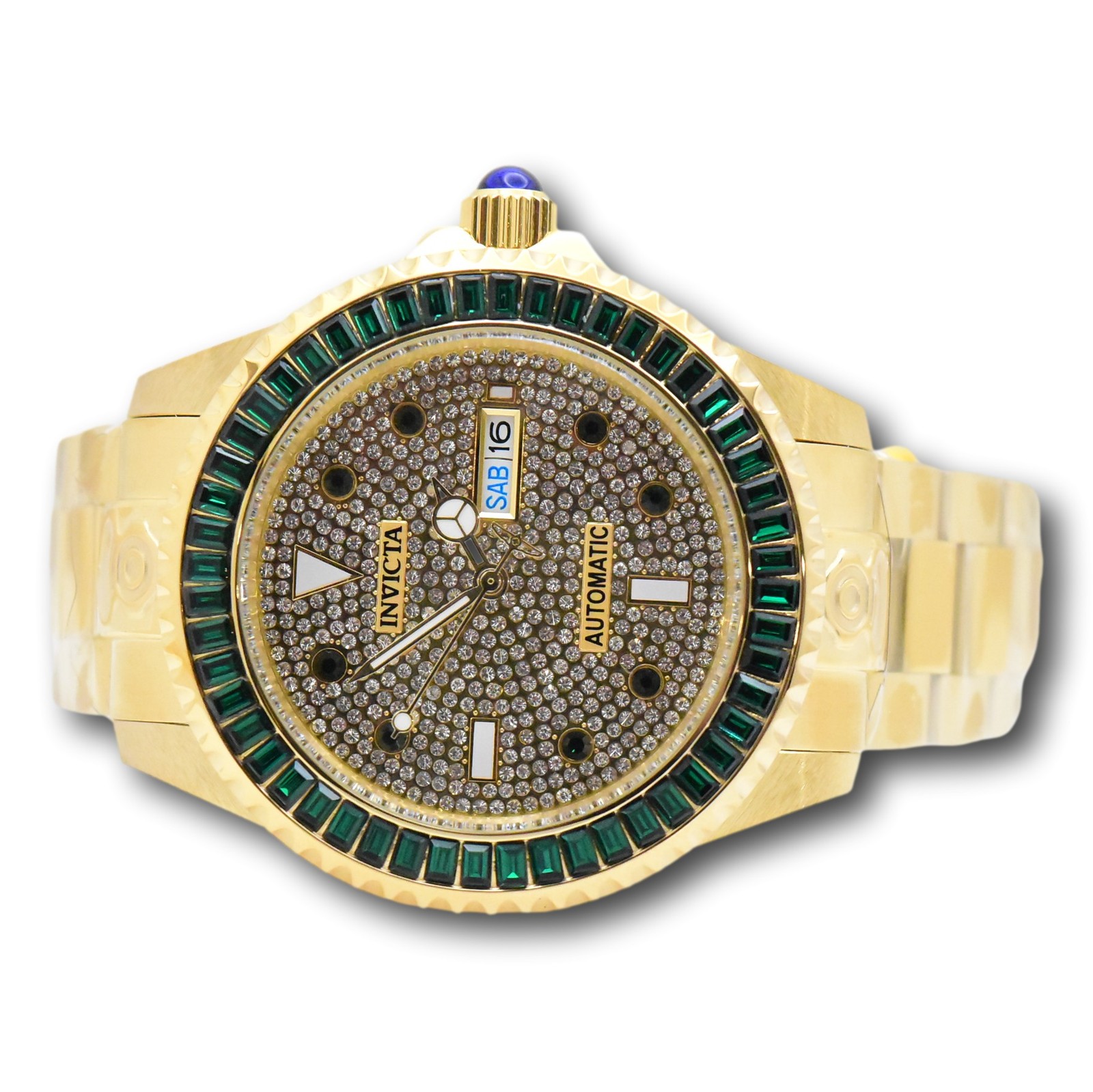 Invicta Grand Diver Automatic Men’s 47mm Pave 544 Crystals Gold Watch 45660