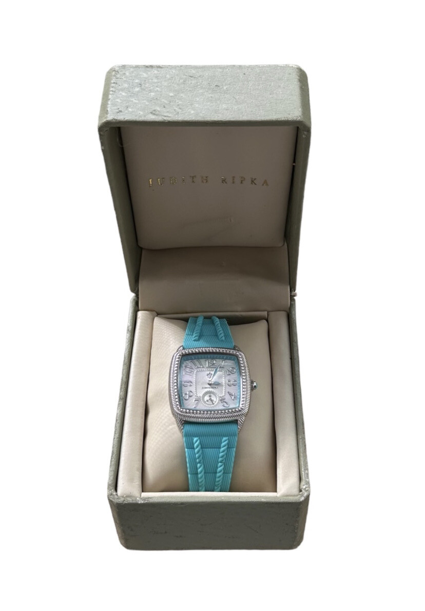 NEW Judith Ripka Mother of Pearl Turquoise Silcone Band Watch