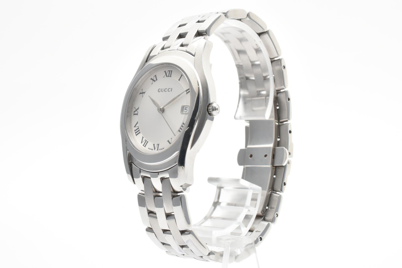Vintage [Near MINT] GUCCI 5500M Quartz Silver Dial Date Men’s Japan New Battery