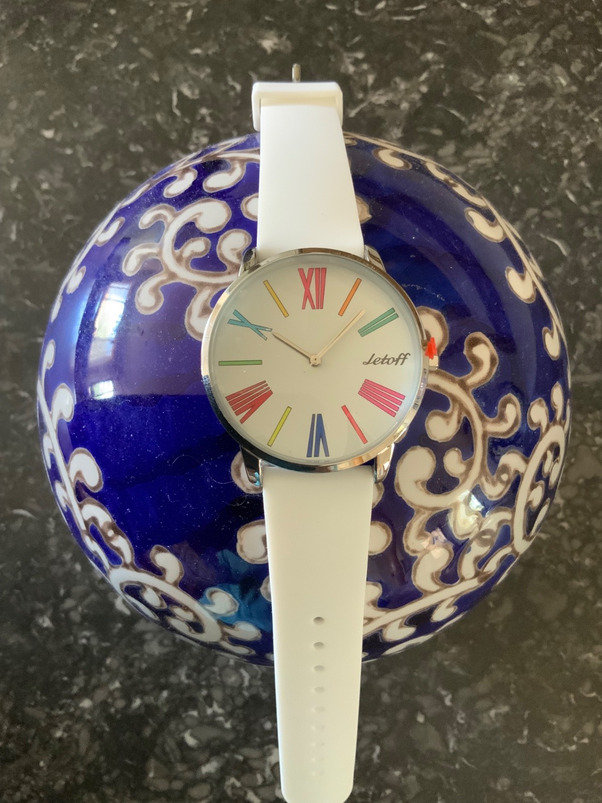 Colorful White Japanese Movement Watch With Roman Numerals NIB FREE SHIPPING