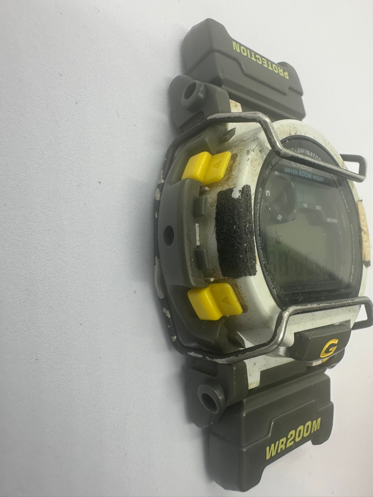 Casio G-Shock DW-002 Yellow Grey Digital Watch Parts Project Backlight Working