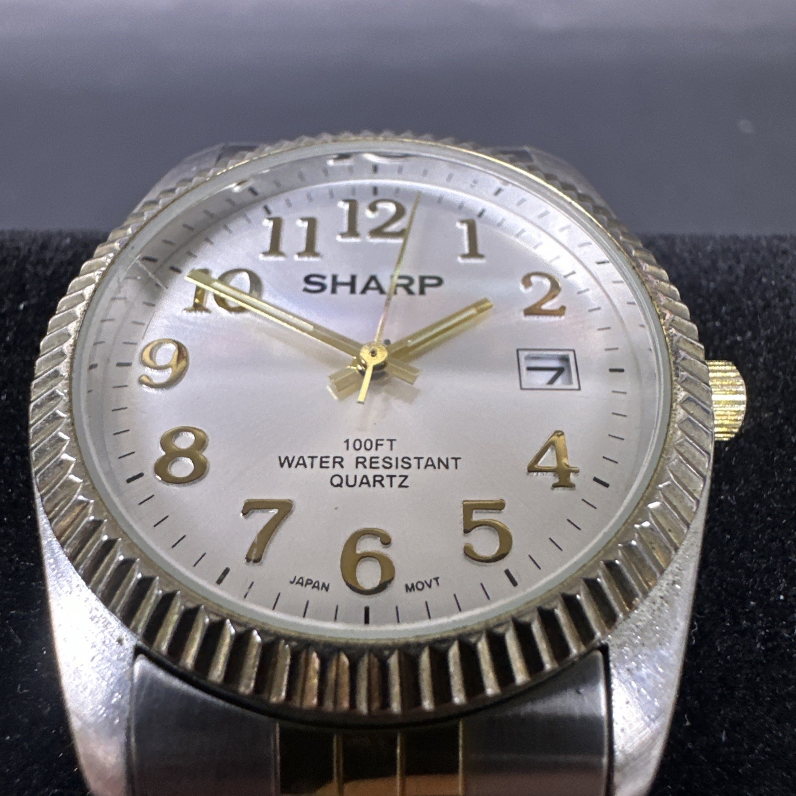 Sharp Men SHP100 Fashion 2 Tone Expansion Band Quartz Analog 35mm Watch Untested