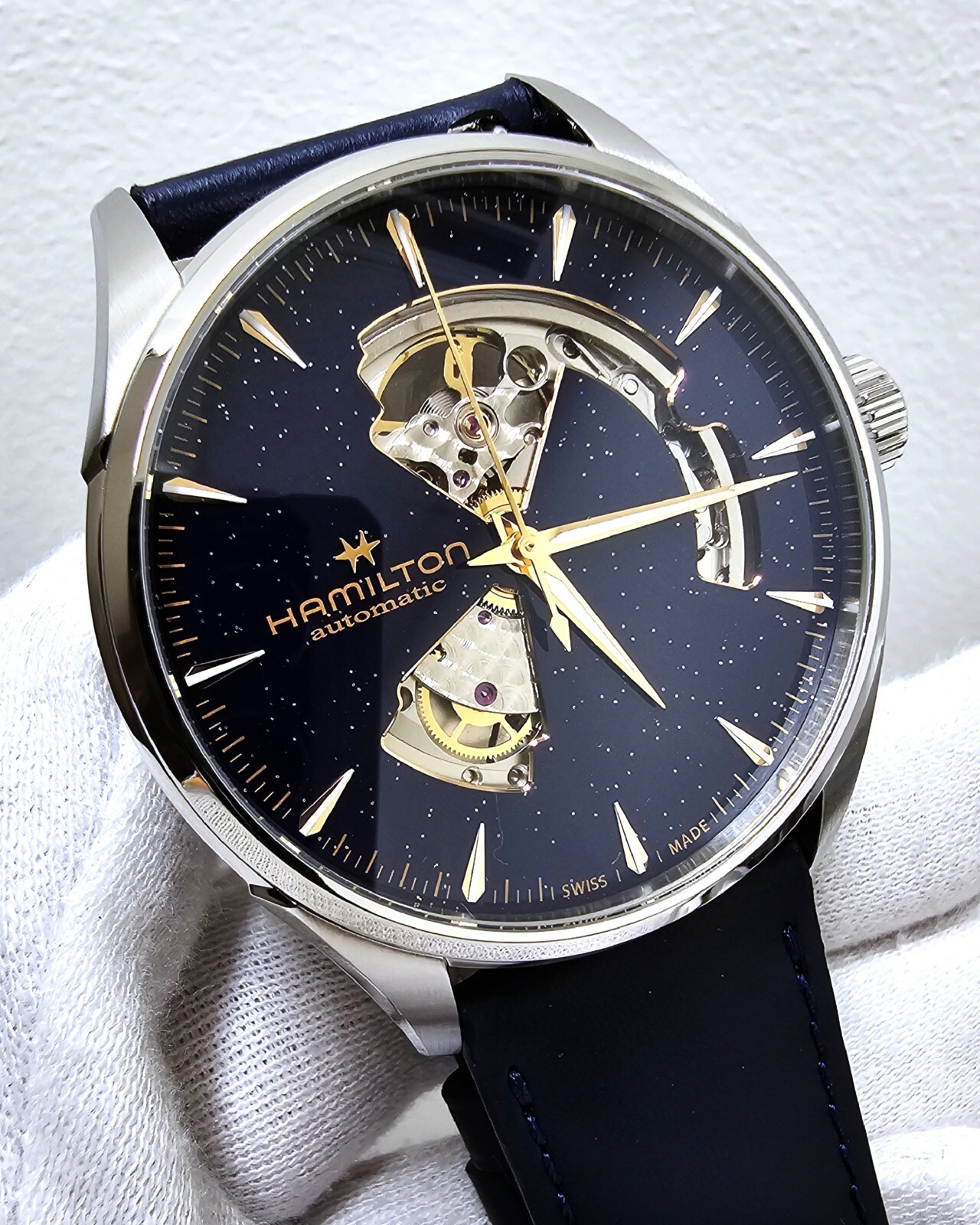 HAMILTON Jazzmaster Open Heart 42MM Blue Dial Leather Men’s Watch H32705640
