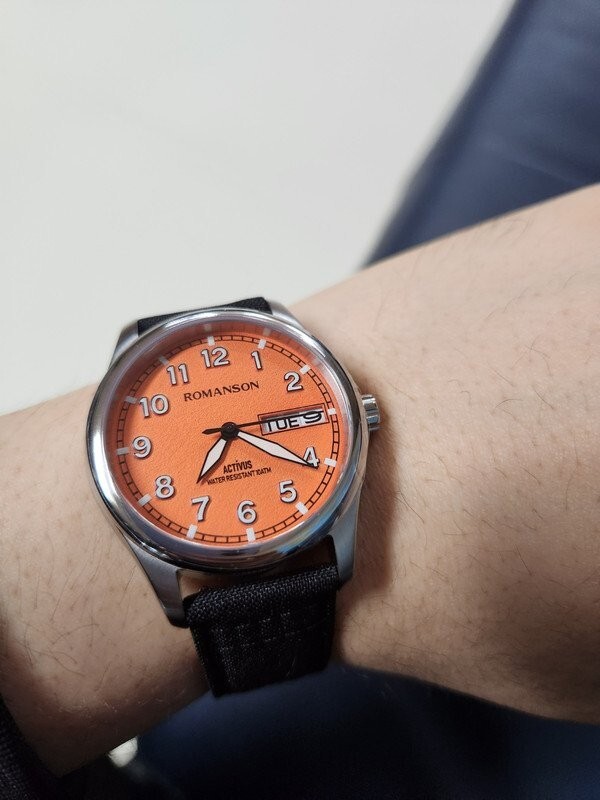 Romanson Actios Cityboy 39.5 Orange Dial Watch RWALFM3BF015WHYE0