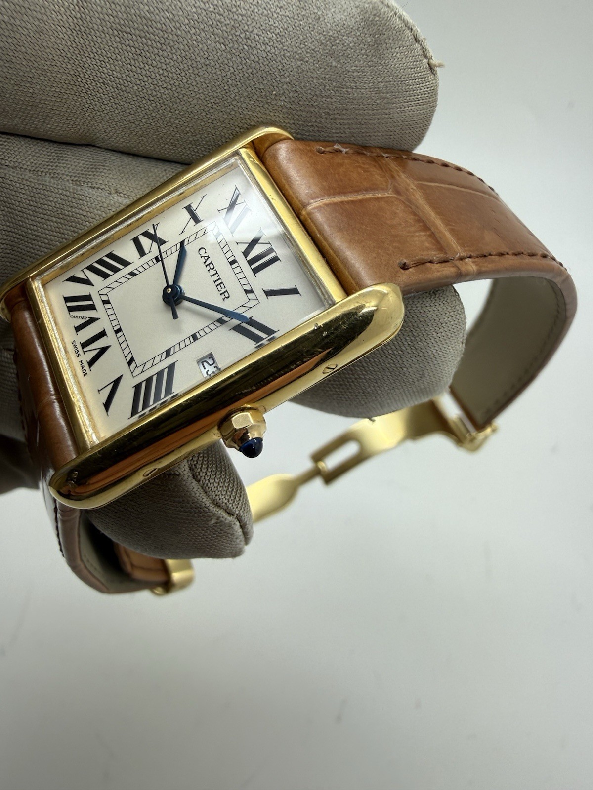 Cartier Tank Must Gold Plated Large Quartz Leather Strap 25.5×33 Watch W1013754