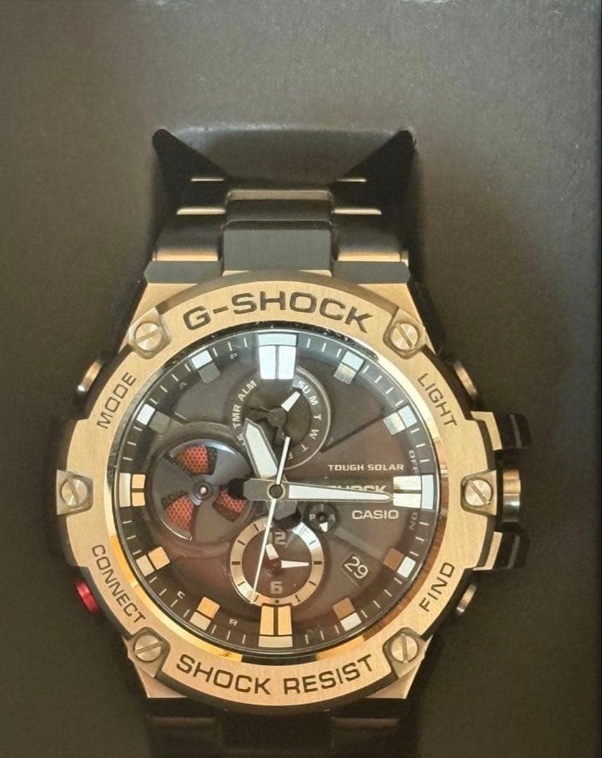 G-SHOCK GST-B100D Tough Solar Bluetooth SS Full Metal Black Silver Gold 2PC
