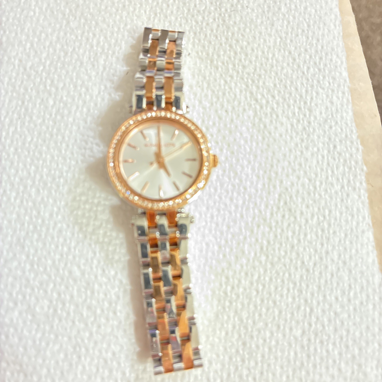 Michael Kors mk3298 Petite Darci Crystal Pave Dial Two Tone Ladies 26mm watch