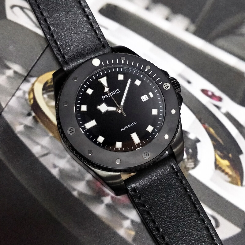 Parnis Sapphire Miyota Automatic Men Mechanical Watch Black Luminous Dial Watch