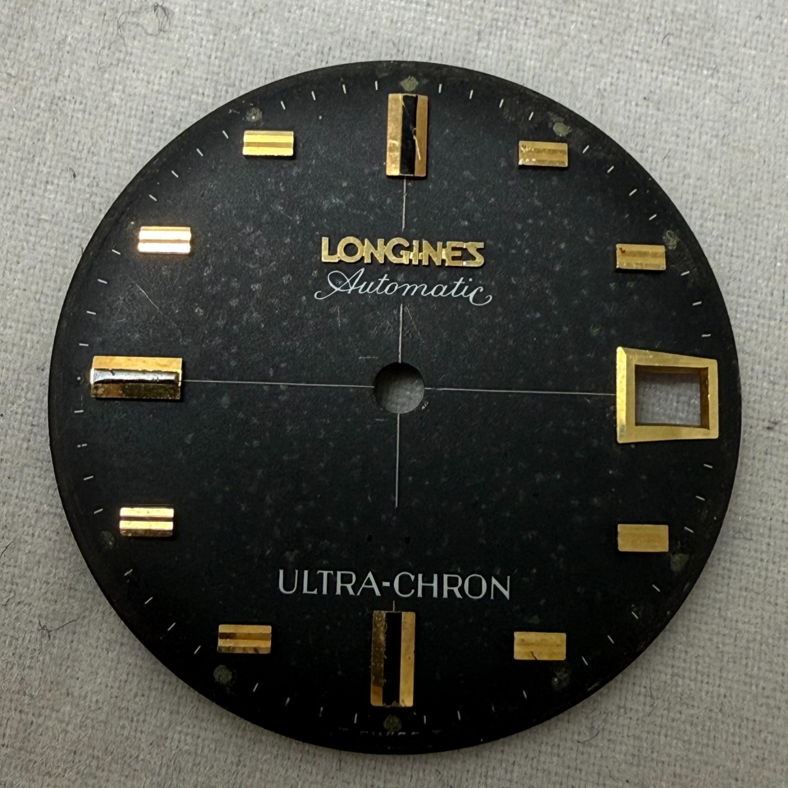 VINTAGE LONGINES ULTRA CHRON DIAL BLACK COLOR WITH GOLD MARKED WATCH DIAL $ 670