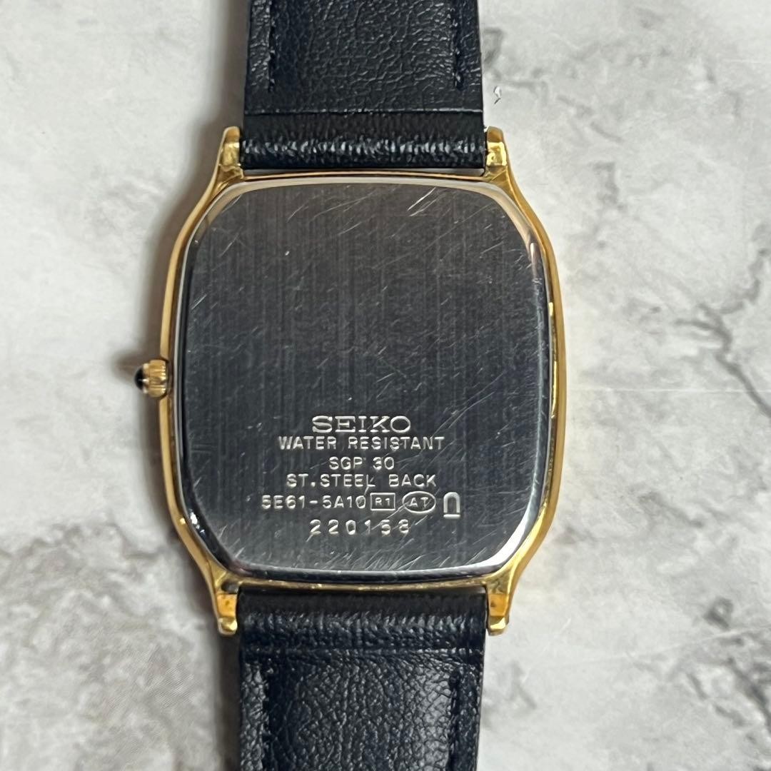 Working beautiful item Seiko Dolce men s wristwatch gold dial 5E61 5A10