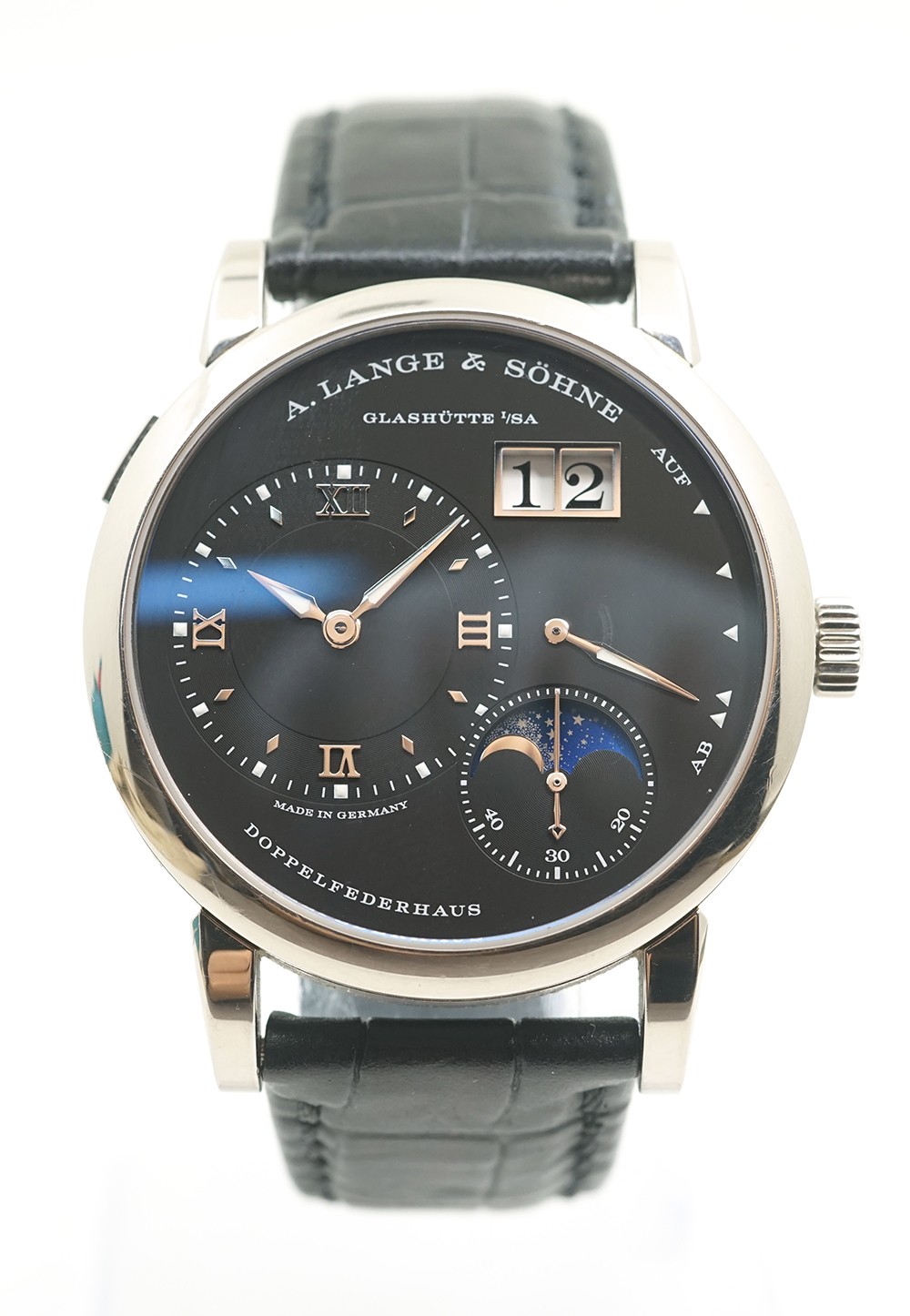 A.Lange & Sohne Lange 1 Moon Phase 192.029 18k White Gold Men’s Watch