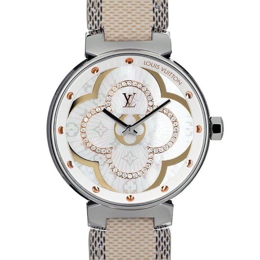 LOUIS VUITTON Tambour Moon Divine MM QA019Z Mother of Pearl Watch