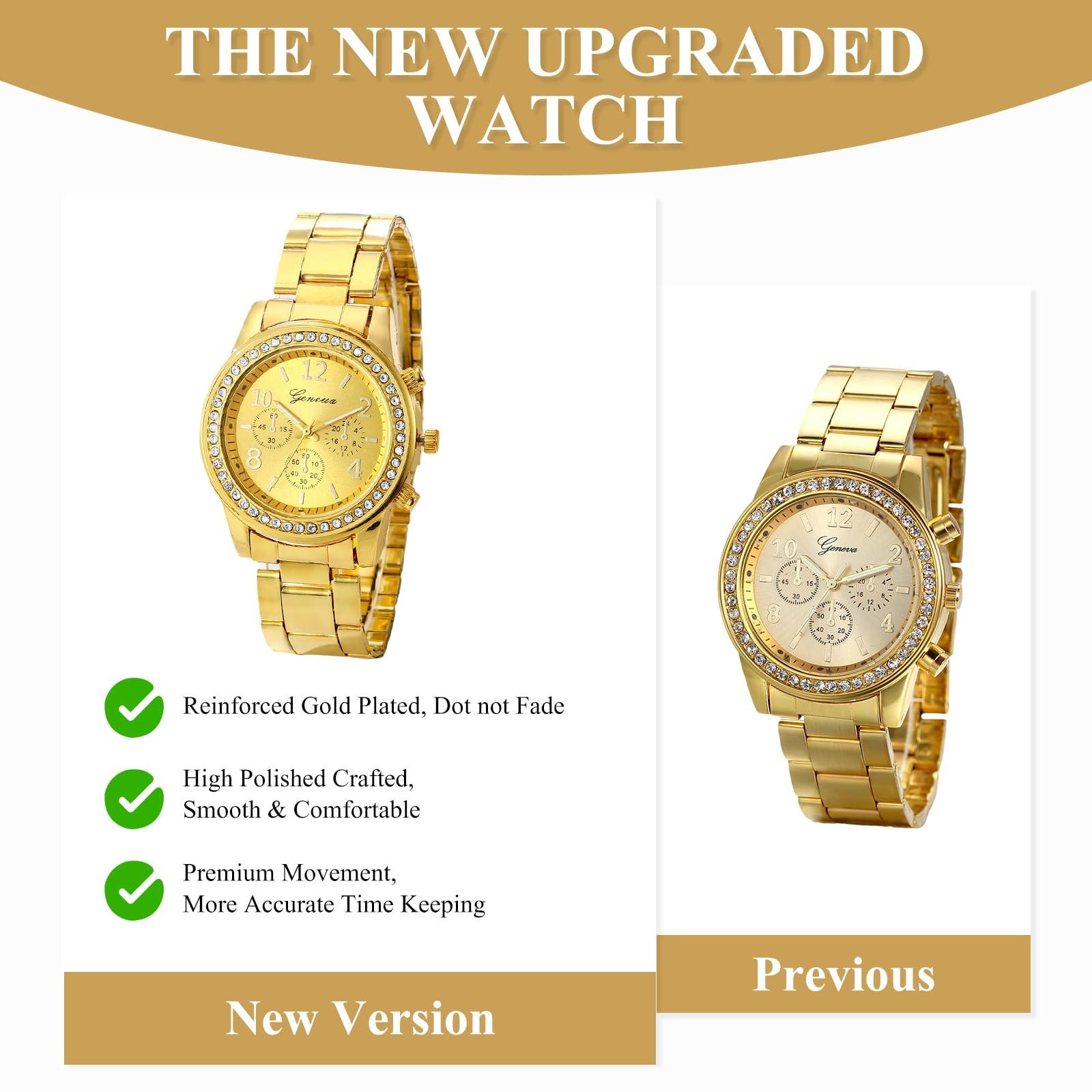 Luxury Mens Dress Watch, Stainless Steel Bling Rhinestones Accented Quartz Wr…