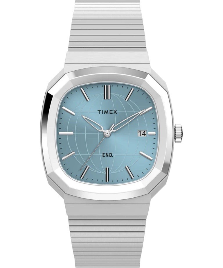 END. x Timex 1981 Reissue Inspired TW3A01500 Ice Blue Dial Stainless Steel Watch