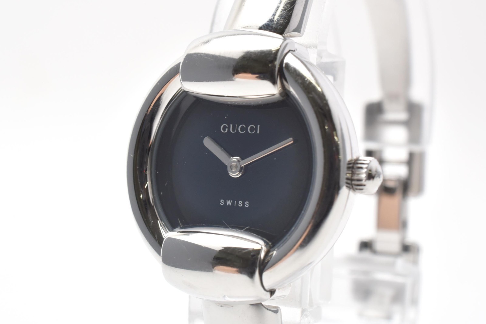 GUCCI 1400L Vintage Women’s Quartz Bangle Watch Silver Case Black Dial [Exc+4]