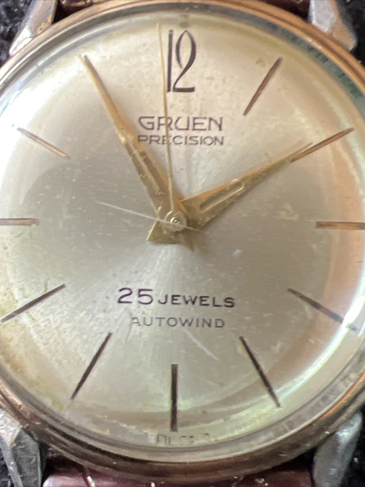 Vintage Gruen Precision Mens Autowind 23J 10K RGP 33MM Running