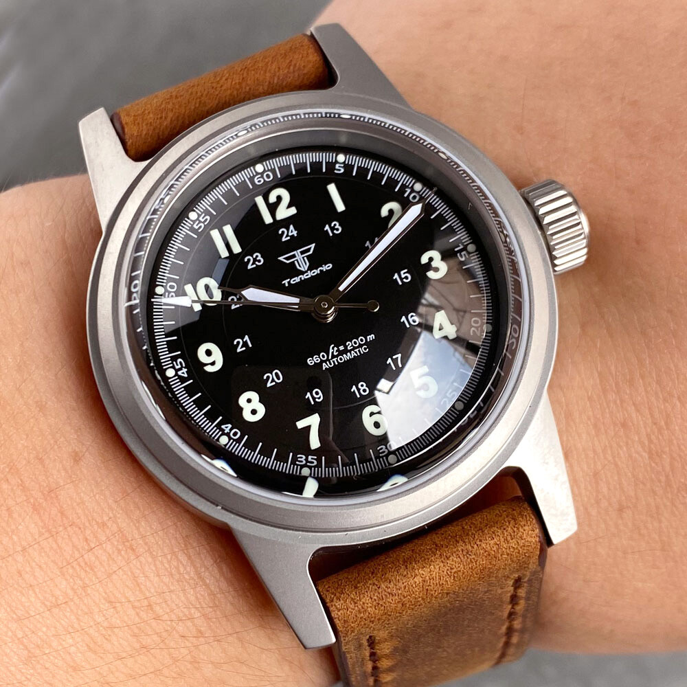 Tandorio Classic 36mm Double Domed Sapphire 20ATM Automatic Sandblast Watch