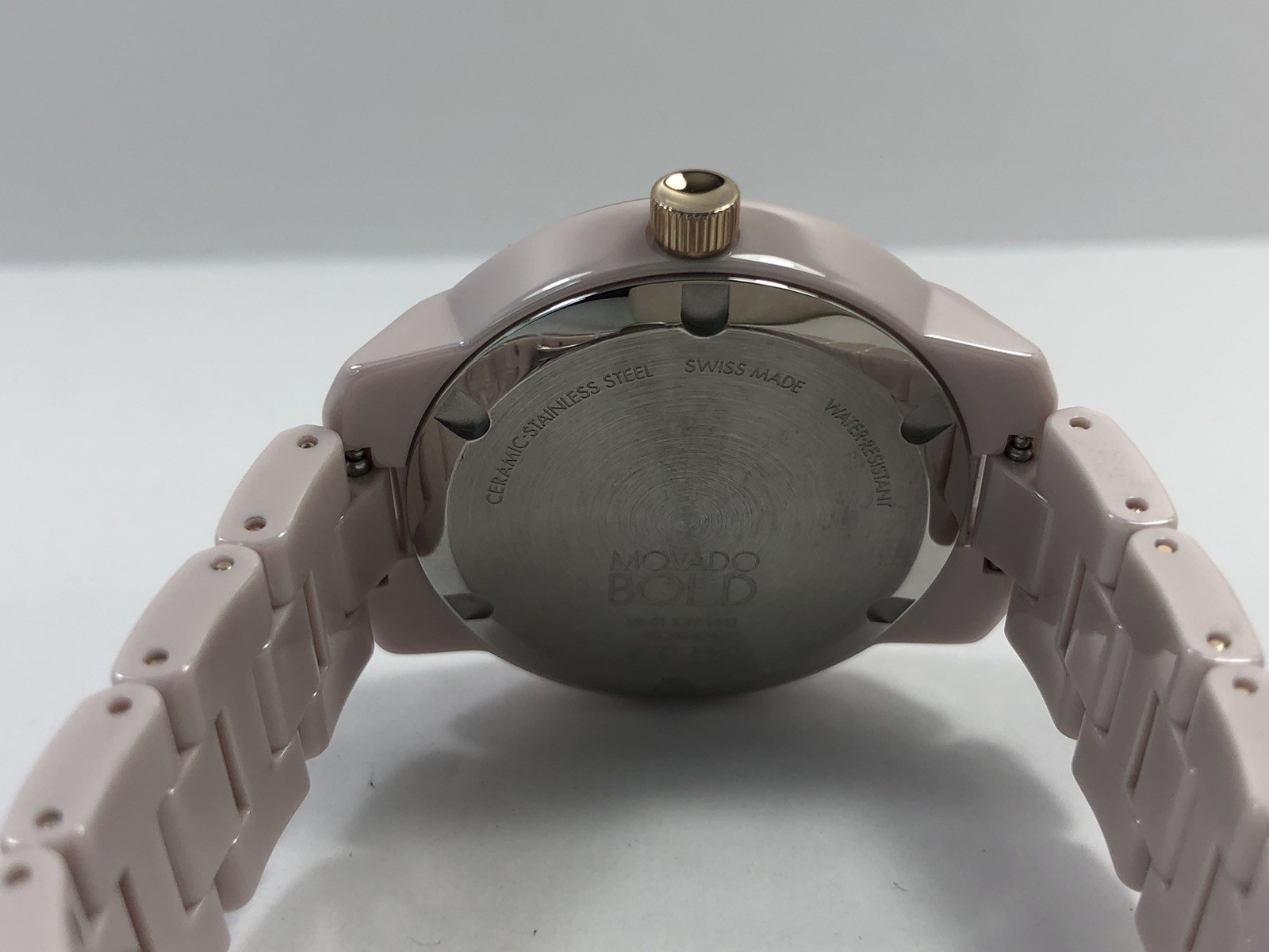 Movado Bold Verso SWISS Quartz Pink Ceramic Ladies Watch 3600935