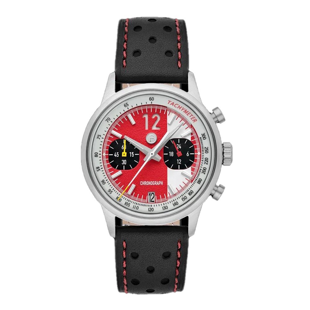 Ferro & Co. Race Master Chronograph Quartz Red Steel Black Leather Men’s Watch