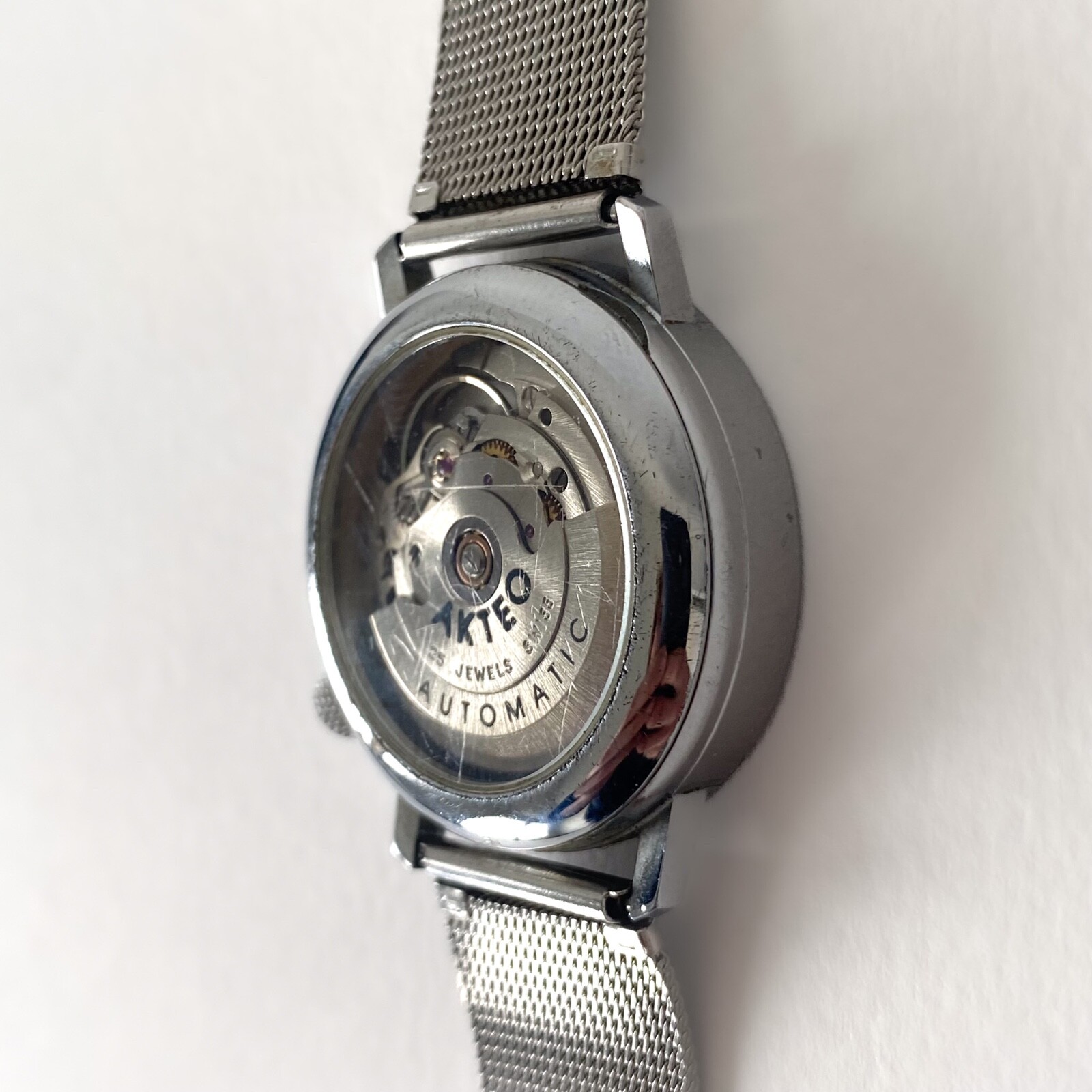 Vintage AKTEO Automatic Watch 25 Rubies – 90s – Stainless Steel