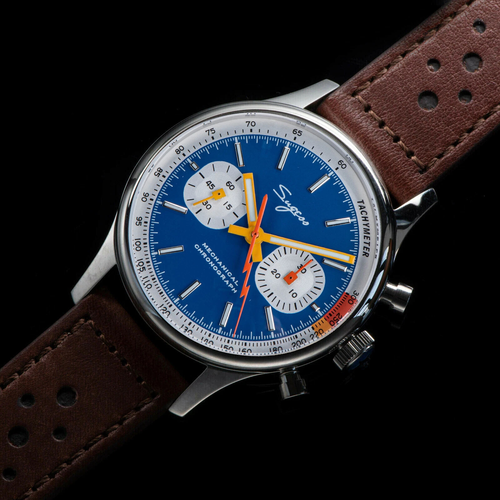 Sugess Chrono Heritage ST1901 SWAN NECK Watch Blue Dial Chrono SEAGULL 1963 USA