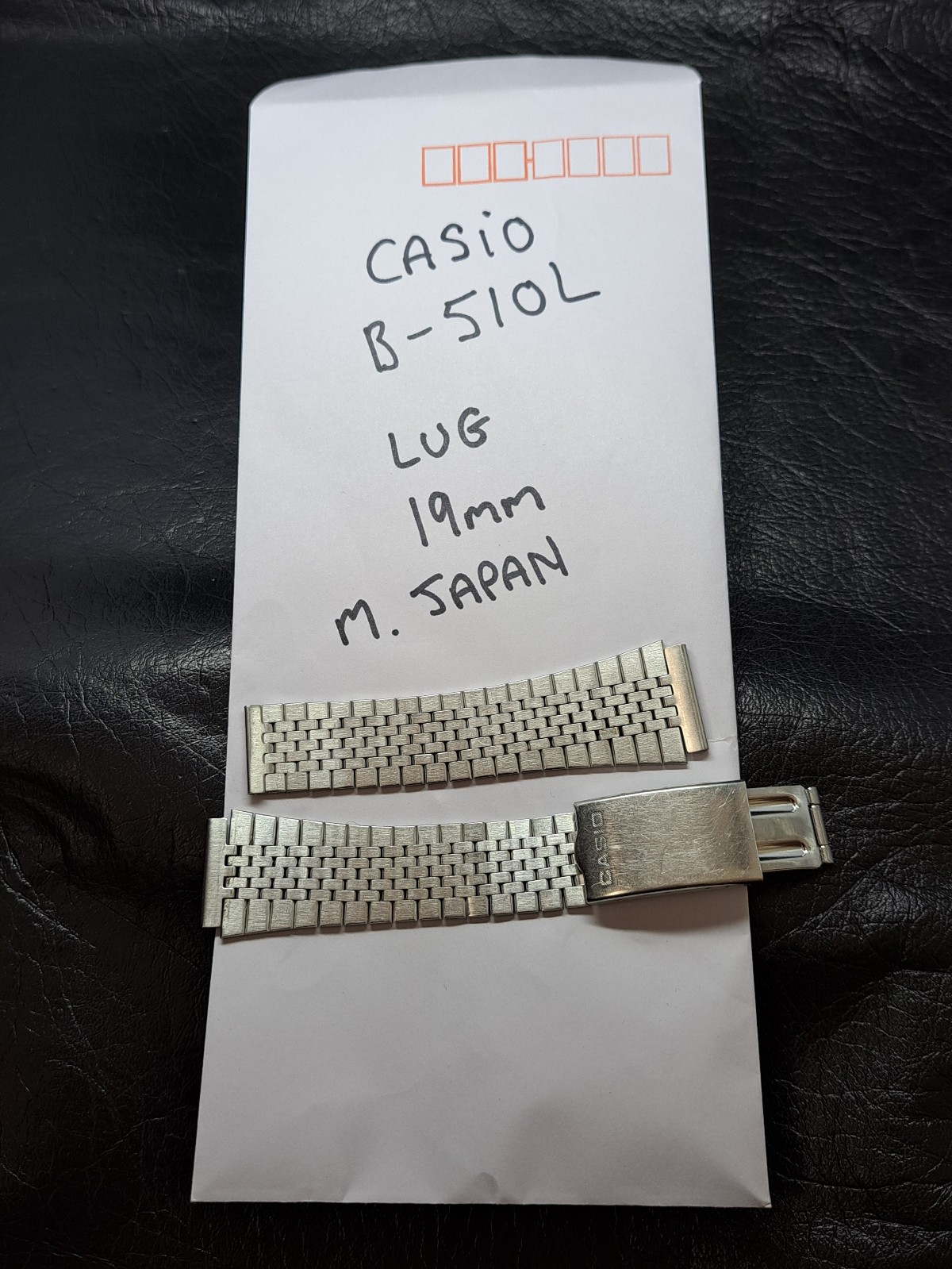 GENUINE ORIGINAL VINTAGE CASIO B-510L WATCH STRAP STAINLESS STEEL 19mm LUG OLD
