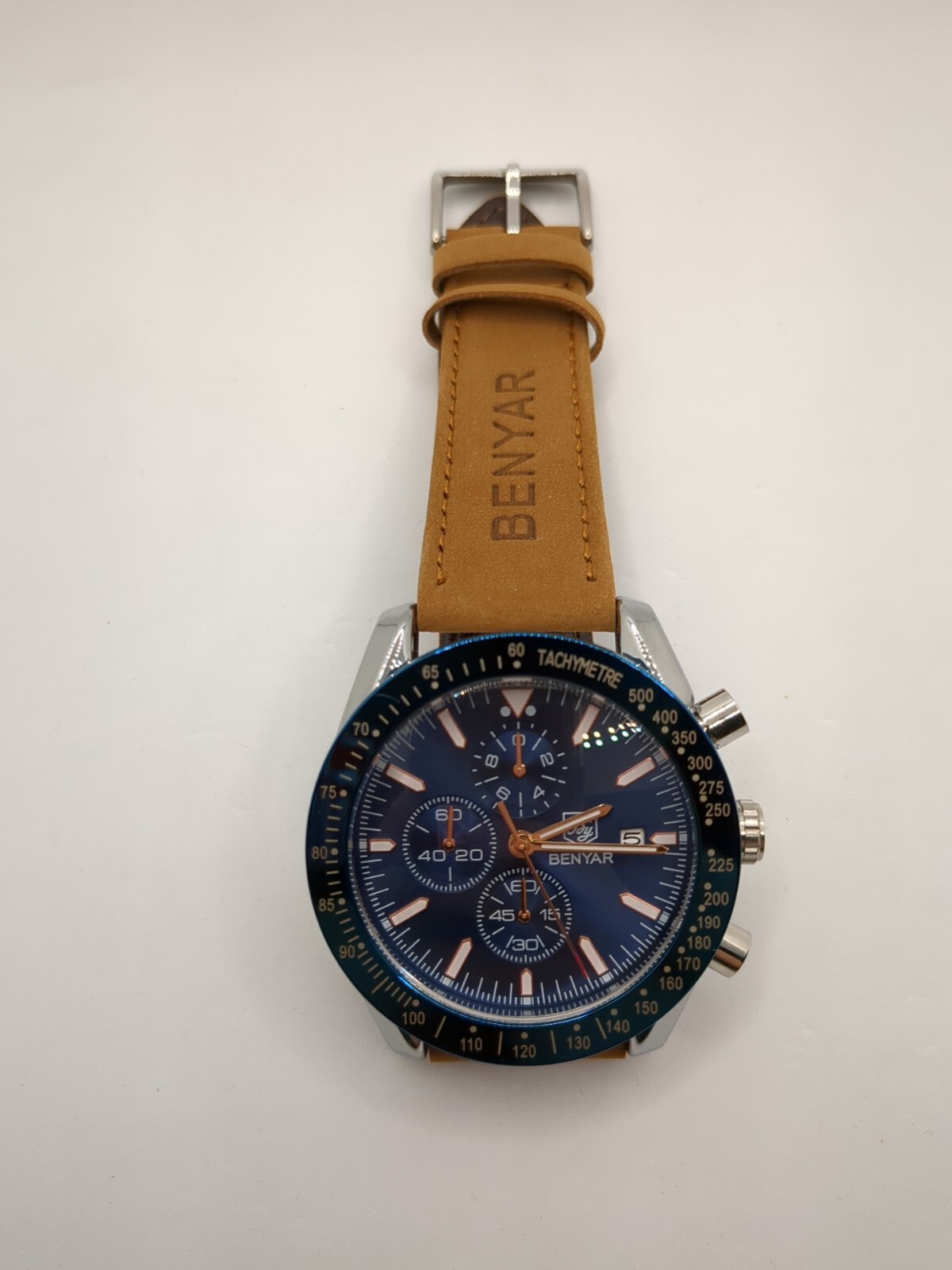 BENYAR Watch TACHYMETRE Leather Waterproof Model: BY-5140M Blue