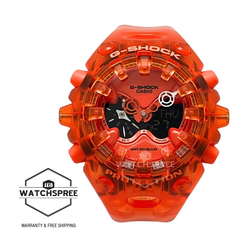 Casio G-Shock Semi-Transparent Orange Resin Band Watch GAV01SKE-4A GA-V01SKE-4A