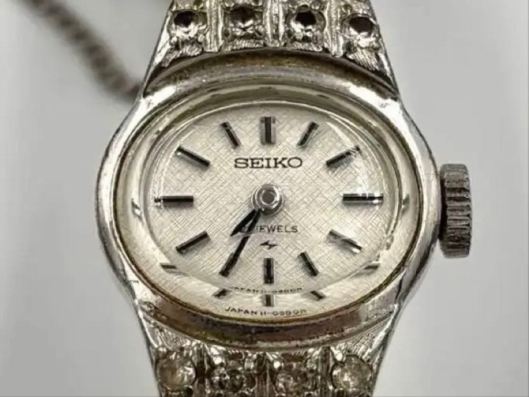 Seiko 11-7360 Ladies Manual Winding Watch Stainless Steel White Gold Plated