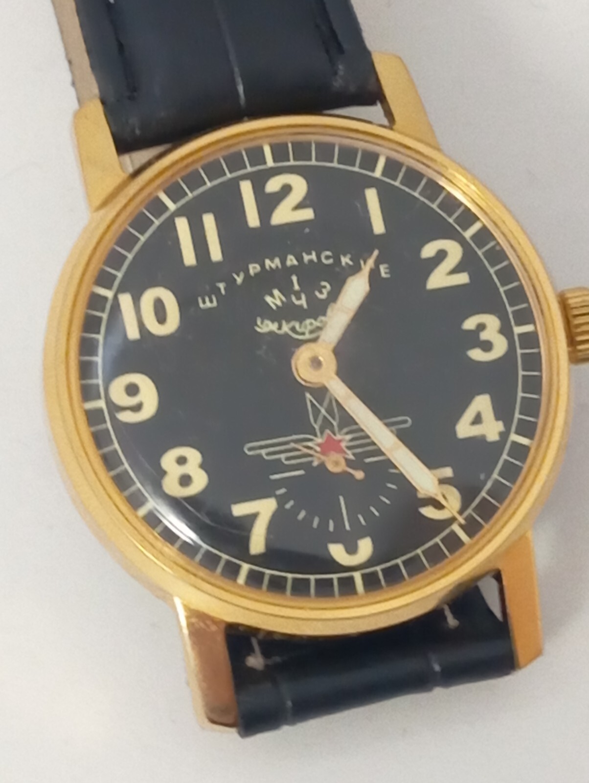 Vintage Soviet men’s wristwatch Pobeda Sturmanskie 1 MChZ mechanism 1952s