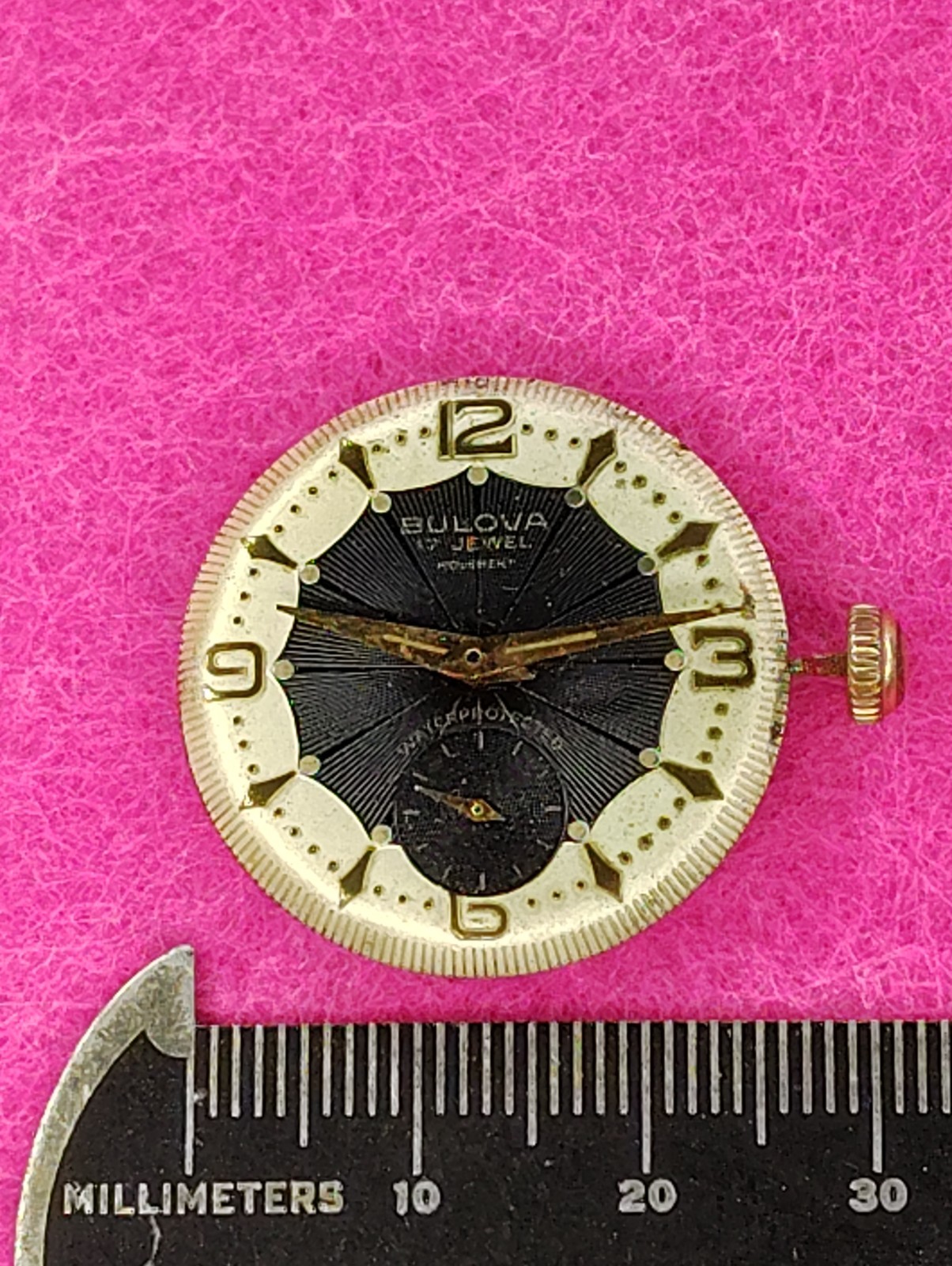 lot M219 men Bulova 10BT Fancy Face Manual 17J MovementVintage Watch Parts