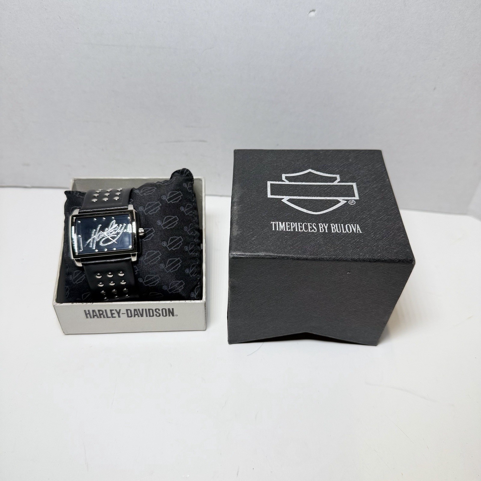 Rare 76L157 BULOVA Harley Davidson Black Dial Black Strap Ladies Watch