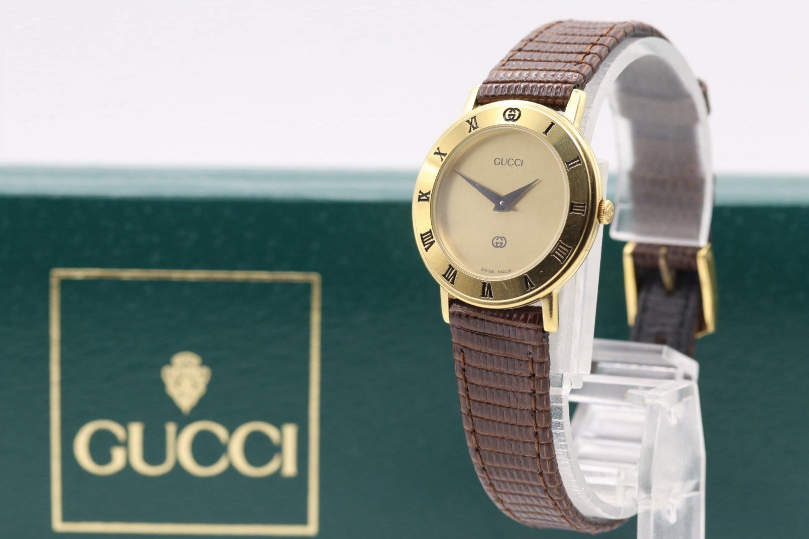[Near MINT w/Box] Gucci 3000L Gold Dial Quartz Women’s Watch Japan Vintage
