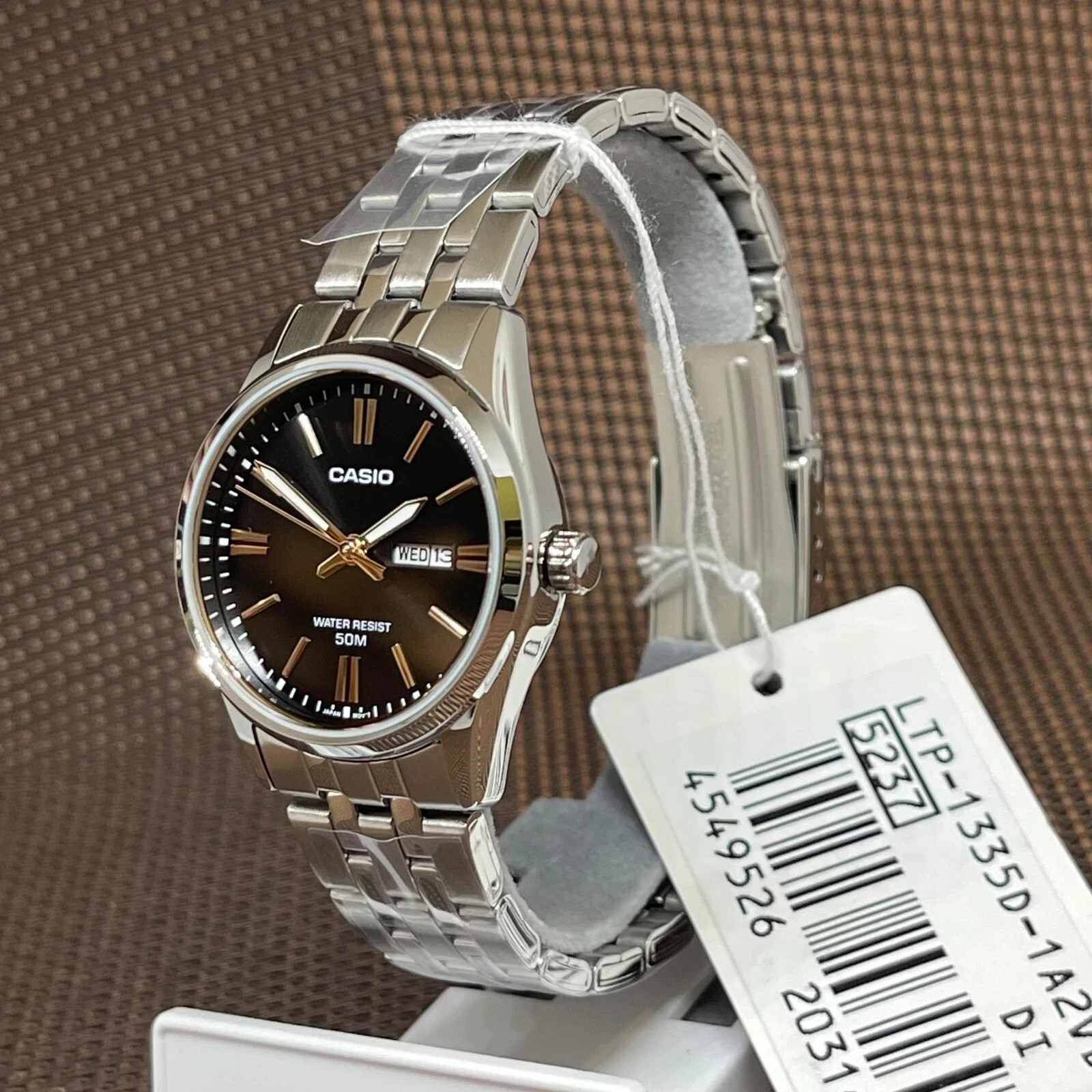 Casio LTP1335D-1A2 Women’s Black Dial Day Date Stainless Steel Watch 50M NEW