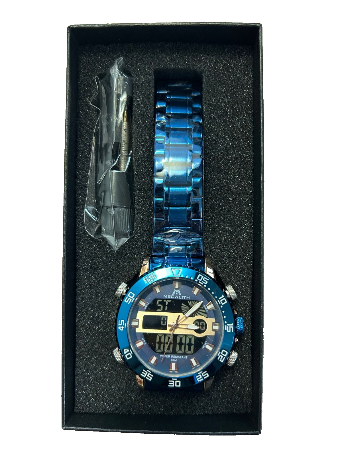 MEGALITH Mens Watch Digital Waterproof Stainless Steel Big Face LED
