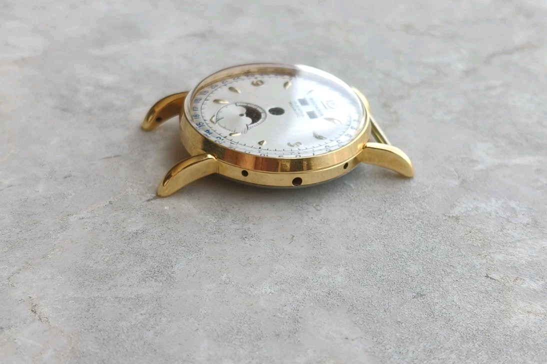 50s RODANIA VENUS 203 TRIPLE DATE/MOON PHASE WATCH CASE & DIAL WATCHES 32.5mm NOS!