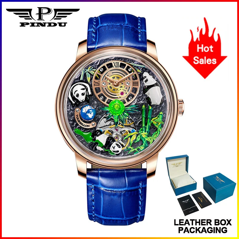 PINDU Panda Series Automatic Mechanical Watch Men Japan NH35 Movement Waterproof