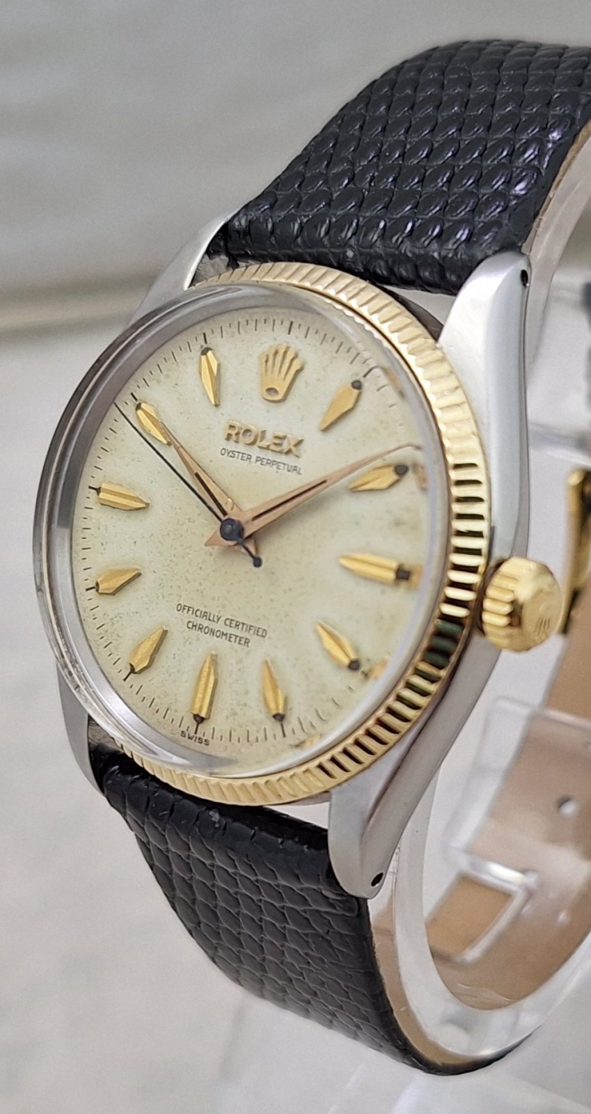 Rolex Oyster Perpetual Two Tone 14k/SS Mens Watch 6567 cal 1030 Orig Dial 1956