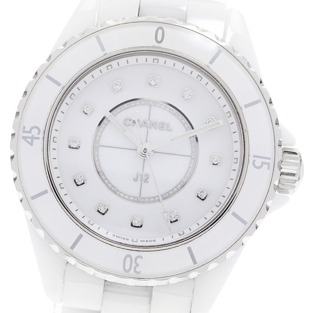 CHANEL J12 H5703 White ceramic 12P diamond white Dial Quartz Ladies Watch_966459